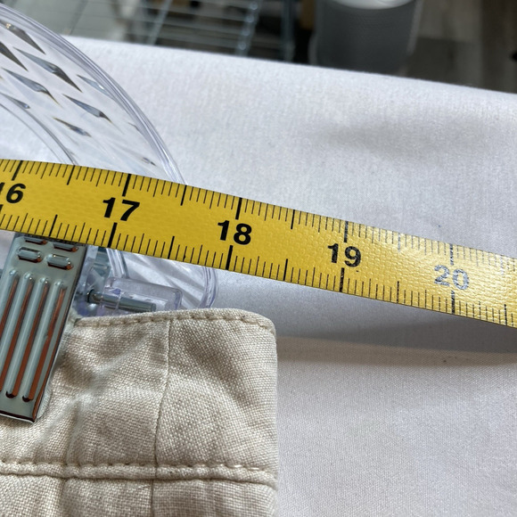 MNG Women's Ivory Linen Pants Size 14 Tapered Career Coastal Old Money Natural - Picture 3 of 14